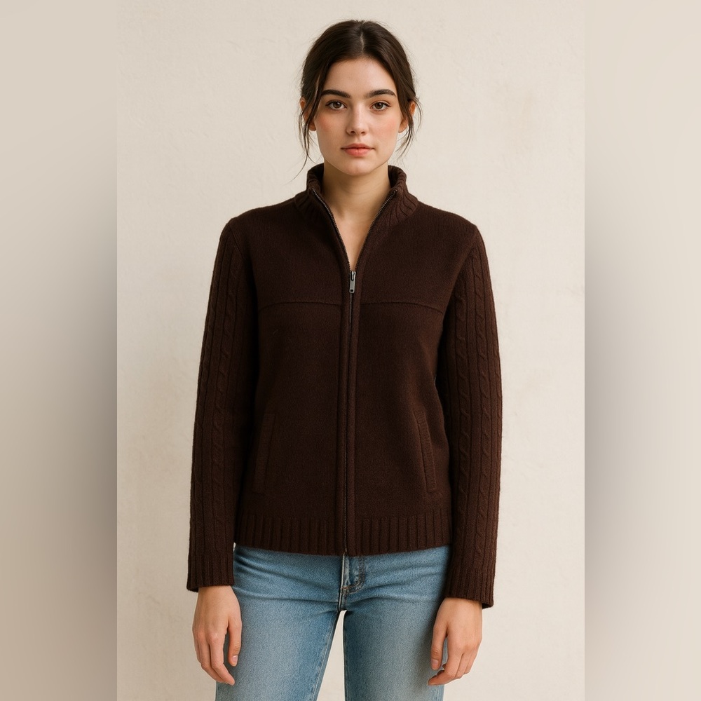 Pendleton Vintage Unisex Quarter Zip Maroon Virgin Wool Zip Front Sweater Sz. L